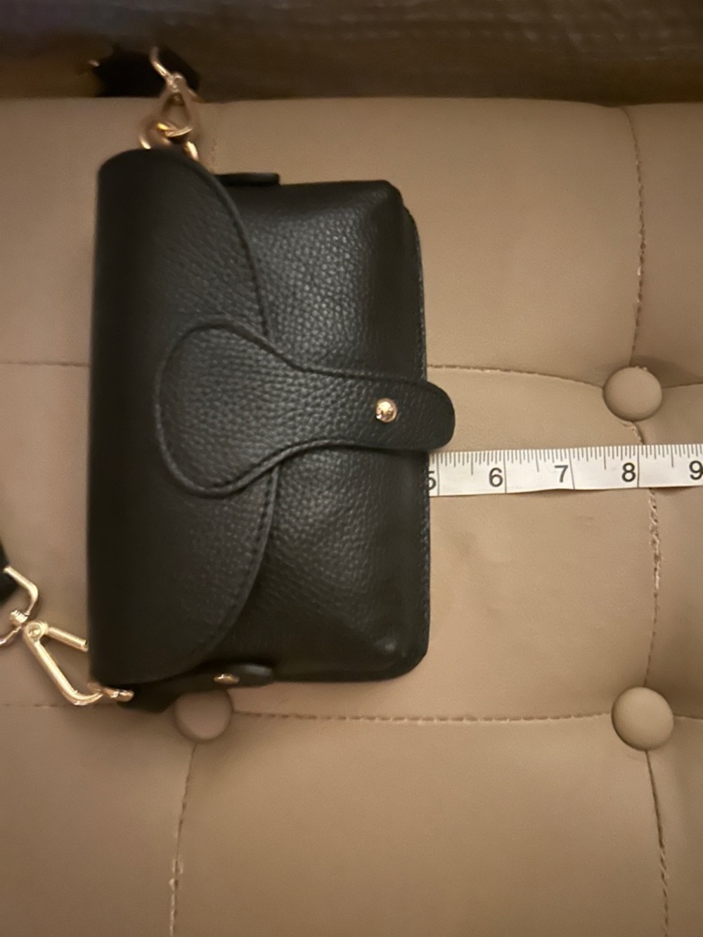 Vera Pelle Black Crossbody Bag with Striped Strap - Picture 6 of 6